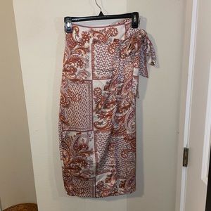 Lulus Paisley Wrap Skirt Medium